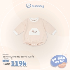 BU ĐÂY - Body chip dài tay cài vai Túi ốp - Hồng nhạt - Trắng - 6-9M