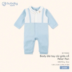 BU - Body dài tay cài giữa cổ Peter Pan BCT210204 - Trắng - Blue - Vừa - SS25.T8C