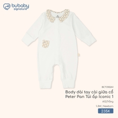 BU - Body dài tay cài giữa cổ Peter Pan Túi ốp Iconic 1 BCT2102A1 - Trắng -  - SS25.T9B
