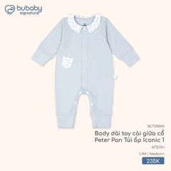 BU - Body dài tay cài giữa cổ Peter Pan Túi ốp Iconic 1 - BCT2102A1 - Ghi - Newborn - SS25.T9B
