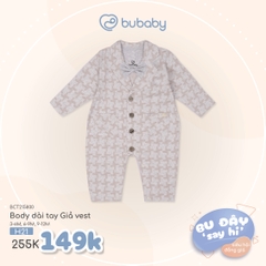 BU ĐÂY - Body dài tay Giả vest - Be in xương rồng - 3-6M