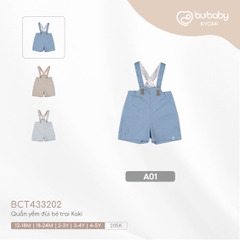 BU - Quần yếm đùi bé trai Kaki - A01|Blue - 12 - 18M - Cotton - BCT433202 - SS24.T2A - 12/18M