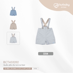 BU - Quần yếm đùi bé trai Kaki - D34|ghi nhạt - 12 - 18M - Cotton - BCT433202 - SS24.T2A - 12/18M
