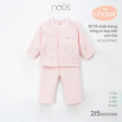NOUS - BCTD chần bông màu hồng in họa tiết con thỏ - . - 6-9M - BCTD chần bông màu hồng in họa tiết con thỏ - . - 6-9M