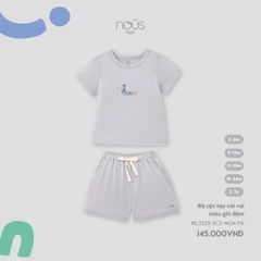 NOUS MINI - Bộ cộc tay cài vai màu ghi đậm - SS25.T4B