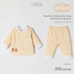 NOUS - Bộ dài cài thẳng màu vàng nhạt hình in trang trí - Newborn - . - Newborn