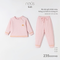 NOUS - Bộ dài giữ nhiệt màu hồng có hình in trang trí - Nu Kids - SS23.9 - ZTD - Hồng trang trí - 2-3Y