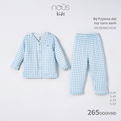 NOUS - Bộ Pyjama dài tay caro xanh - . - 3-4Y