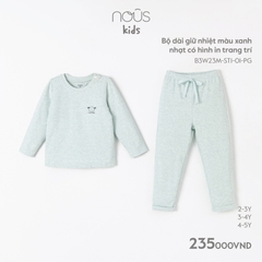 NOUS - Bộ dài giữ nhiệt màu xanh nhạt có hình in trang trí - Nu Kids - SS23.9 - ZTD