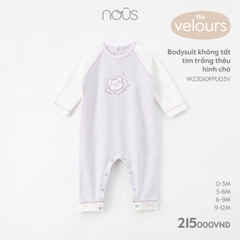NOUS S30 - body không tất tím trắng thêu hình chó - 0-3M - SS25.NP