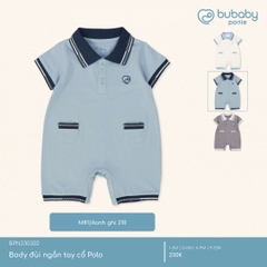 BU - Body đùi ngắn tay cổ Polo - BPN230302 - Xanh ghi 210 - 3-6M - SS25.T5C
