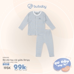 BU S40 - Bộ dài tay cài giữa Z - BSR110205 - Kẻ trắng + xanh đậm - 1-3M - SS25.BP