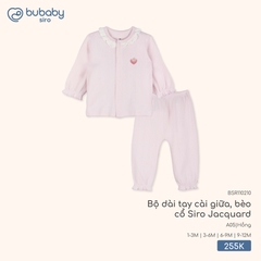 BU S10 - Bộ dài tay cài giữa, bèo cổ Siro Jacquard - BSR110210 - Hồng - 1-3M - SS25.T10B