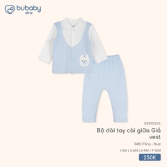 BU - Bộ dài tay cài giữa Giả vest - BSR1102VE - Trắng + Blue - 1-3M - SS26.T1B