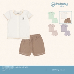BU - Bộ ngắn tay cài giữa - Trắng - nâu sữa - SS25.T2A