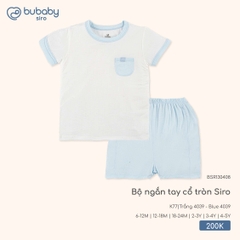 BU - Bộ ngắn tay cổ tròn Siro - BSR130408 - Trắng 4039 + Blue 4039 - 6-12M - SS25.T9B