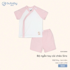BU S10 - Bộ ngắn tay cài chéo - BSR130808 - Trắng + Hồng - 3-6M - SS25.T8C