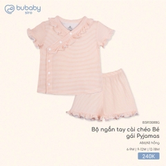 BU S10 - Bộ ngắn tay cài chéo Bé gái Pyjamas - BSR1308BG - Kẻ hồng - 9-12M - SS25.T8C
