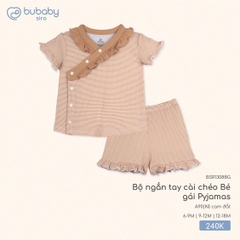 BU S30 - Bộ ngắn tay cài chéo Bé gái Pyjamas - BSR1308BG - Kẻ cam đất - 9-12M - SS25.T8C