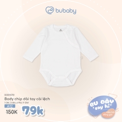 BU ĐÂY - Body chip dài tay cài lệch - Trắng - 9-12M