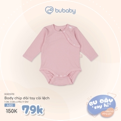 BU ĐÂY - Body chip dài tay cài lệch - Hồng vỏ đỗ - 9-12M