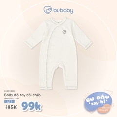 BU ĐÂY - Body dài tay cài chéo - Trắng - Newborn