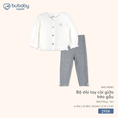 BU - Bộ dài tay cài giữa bèo gấu BWL1102BG - Trắng - Ghi - Trung - SS25.T10C