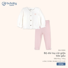 BU S10 - Bộ dài tay cài giữa bèo gấu - BWL1102BG - Trắng + Hồng - 6-12M - SS25.T10C