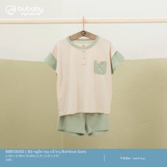 BU ĐÂY - Bộ ngắn tay cổ trụ Bambus Gami - Be - xanh lục - 12-18M