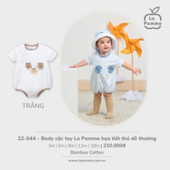 LP S10 - Body cộc tay La Pomme họa tiết thú dễ thương - Trắng - 12-18M - SS24.T8A