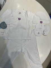 BU - Bộ dài tay cài chéo kèm mũ, btc Sinh non Tinie - Trắng - SS25.T5C