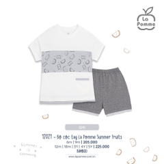 LAPOMME - Bộ cộc tay La Pomme Summer Fruits - Ghi235 - 6-9M