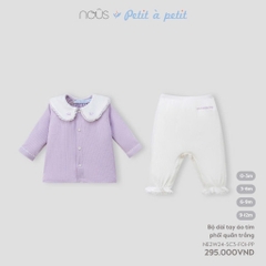 NOUS - Bộ dài tay áo tím phối quần trắng 0M - SS24.T8A - Bộ dài tay áo tím phối quần trắng - m phối quần trắng - 0-3M - YY