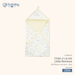 BuBaby - Chăn ủ có mũ Little Rainbow - Trắng in mây xanh + Vàng - FS - SS26.T3A