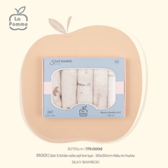 LP - K001 Set 5 khăn sữa sợi tre lụa La Pomme - Hươu Nâu K - FS -