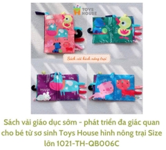 BY - Sách vải giáo dục sớm - phát triển đa giác quan cho bé từ sơ sinh Toys House hình đại dương đen trắng Size lớn 1021-TH-QB006I