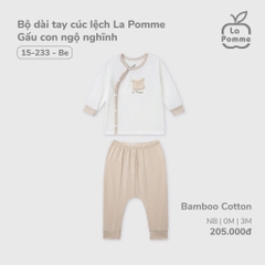 LP - Bộ dài tay cúc lệch La Pomme Gấu con ngộ nghĩnh - Be - SS25.T2A