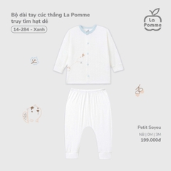 LP - Bộ dài tay cúc thẳng La Pomme truy tìm hạt dẻ - Xanh - SS25.T9B