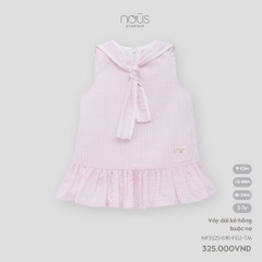 NOUS - Váy dài kẻ hồng buộc nơ - SS25.T4A