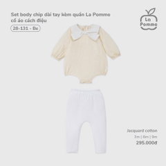 LP - Set body chip dài tay kèm quần La Pomme cổ áo cách điệu - Be - 3-6M - SS25.T9B
