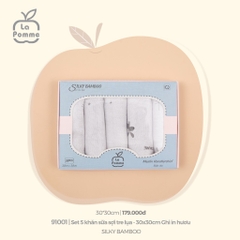 LP - K001 Set 5 khăn sữa sợi tre lụa La Pomme - 30x30cm Hươu Ghi