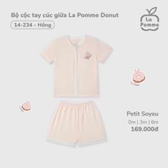 LP S10 - Bộ cộc tay cúc giữa La Pomme Donut - Hồng - 6-9M - SS25.T2A