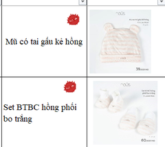 Full Mũ + Bao tay bao chân Hồng tai gấu Petit