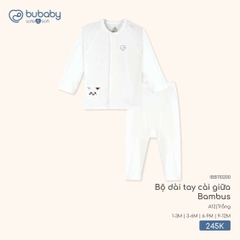 BuBaby - Bộ dài tay cài giữa Bambus - Trắng - 1-3M - SS26.T3A