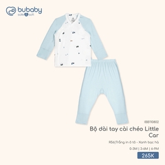 BU - Bộ dài tay cài chéo Little Car - IBB110802 - Trắng in ô tô + Xanh bạc hà - 0-3M - SS26.T1B