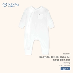 BU - Body dài tay cài chéo Túi ngực Bambus - IBB2108TN - Trắng - 1-3M - SS26.T2A