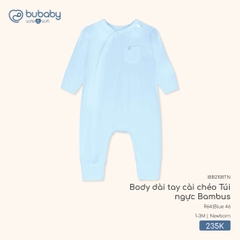 BU - Body dài tay cài chéo Túi ngực Bambus - IBB2108TN - Blue 46 - Newborn - SS26.T2A