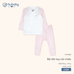 BU - Bộ dài tay cài chéo IVS110800 - IVS110800 - Trắng + Hồng - 3-6M - SS25.T11A
