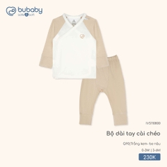 BU - Bộ dài tay cài chéo IVS110800 - IVS110800 - Trắng kem+ be nâu - 3-6M - SS25.T11A