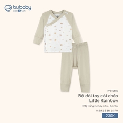 BuBaby - Bộ dài tay cài chéo Little Rainbow - Trắng in mây nâu + be nâu - 6-9M - SS26.T3A